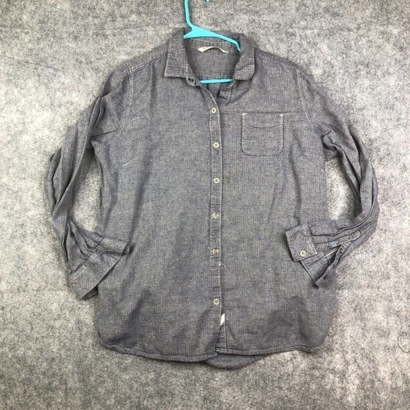 Woolrich Shirt Women's XL Gray Cotton Linen Blend Snap Button Western Collared - Picture 1 of 8